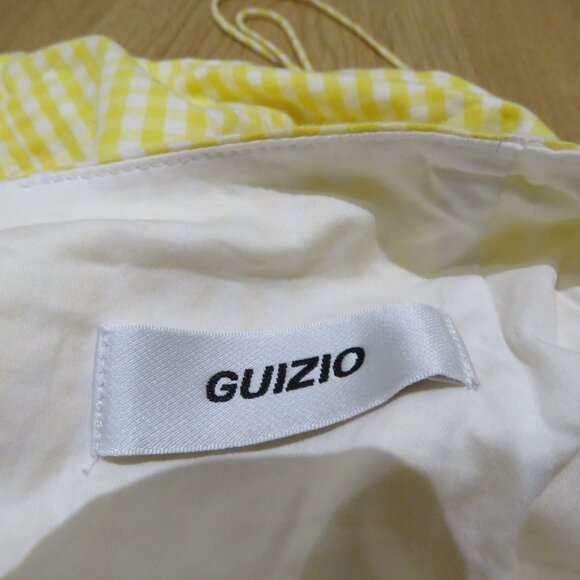 GUIZIO Gingham Ruched Side Tie Mini Skirt in Limincello Yellow Coquette Cottage - Picture 15 of 15